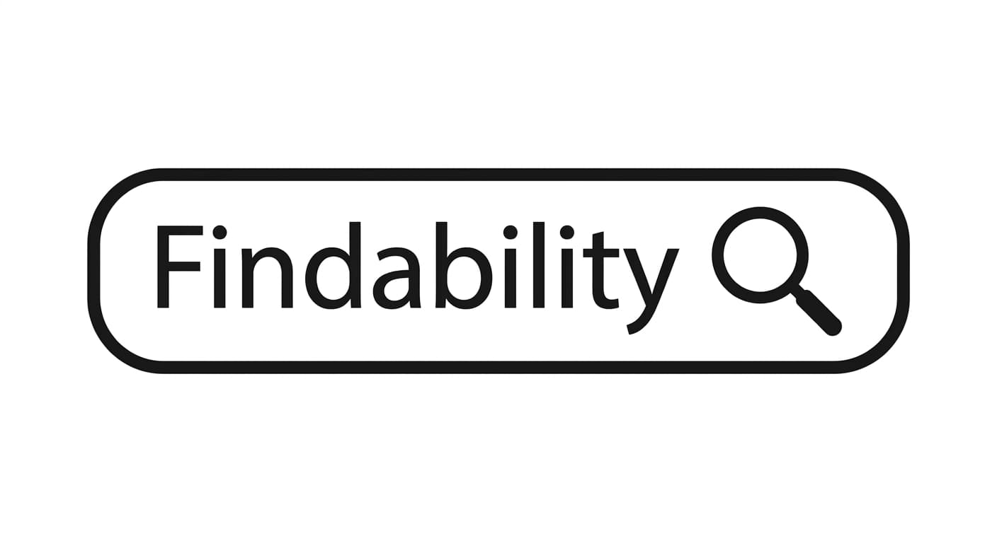 Search bar graphic with the word Findability