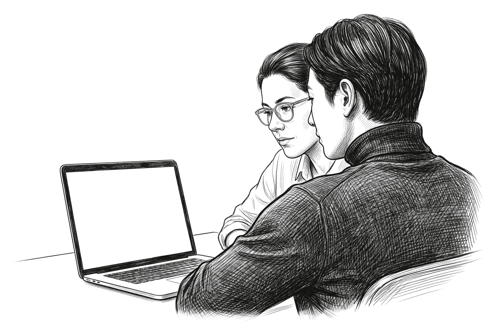 Two colleagues working together on a laptop